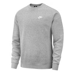 Bluza sportowa męska Nike Club Crew FT. Szare bluzy bez kaptura męskie Nike, bez wzorów, sportowe, bez kołnierzyka, bez ramiączek. Za 313.00 zł.
