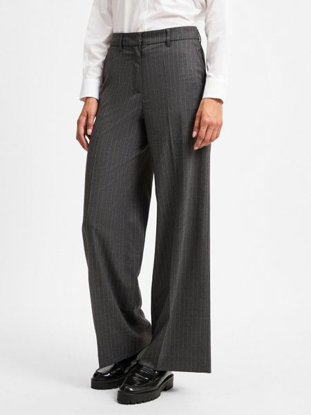 Marc O'Polo spodnie Marlene Kobiety Sztuczne włókno szary, 40. Szare spodnie materiałowe damskie Marc O´Polo, bez wzorów, prążkowane, eleganckie. Za 599.95 zł.