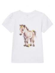 NAME IT T-Shirt Hani 13243178 Biały Standard Fit. Białe koszulki dziewczęce Name it, bez wzorów, z bawełny, bez ramiączek. Za 39.99 zł.
