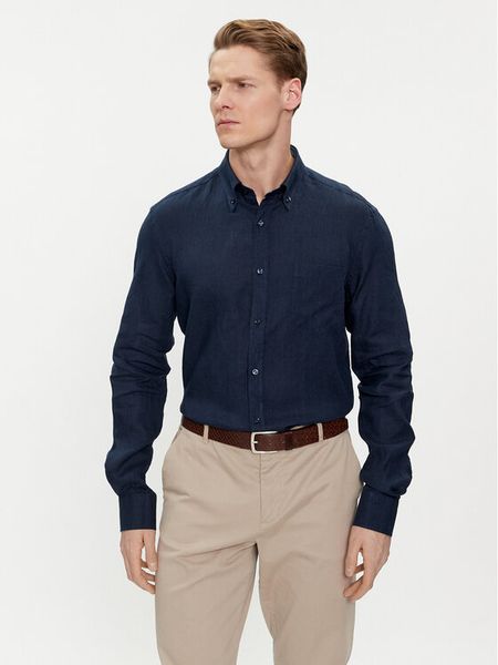 Paul&Shark Koszula 24413080 Granatowy Regular Fit. Niebieskie koszule męskie PAUL&SHARK, m, bez wzorów, ze lnu, bez kołnierzyka, bez ramiączek. Za 999.99 zł.