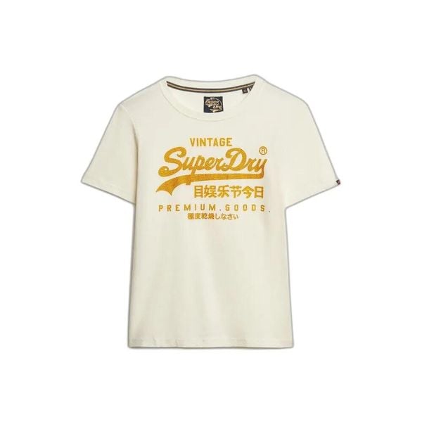 T-shirt z fantazyjnym logo dla kobiet Superdry Vintage. Czarne t-shirty damskie Superdry., xs, bez wzorów, bez kołnierzyka. Za 171.35 zł.