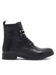 Lasocki Trzewiki WI23-DALIA2-09 Czarny. Czarne botki damskie Lasocki, ze skóry, bez obcasa, na płaskiej podeszwie, bez zapięcia. Za 169.99 zł.