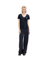 TOM TAILOR Denim Koszulka w kolorze granatowym rozmiar: XL. Niebieskie bluzki damskie Tom Tailor Denim, xl, bez wzorów, z bawełny, bez kołnierzyka, bez ramiączek. Za 61.17 zł.