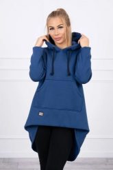Bluza ocieplana z długim tyłem i kapturem granatowa. Bluzy z kapturem damskie KESI, l, z bawełny. Za 238.37 zł.