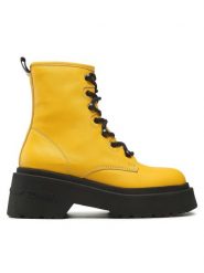 Tommy Jeans Trzewiki Lace Up Chunky EN0EN02057 Żółty. Żółte botki damskie Tommy Jeans, z jeansu, bez obcasa, na płaskiej podeszwie, bez zapięcia. Za 749.99 zł.