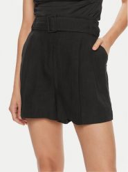 Marella Szorty materiałowe Panama 2413141012 Czarny Regular Fit. Czarne szorty damskie Marella, bez wzorów, ze lnu. Za 349.99 zł.