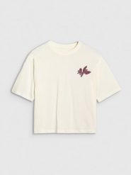 4F T-shirt oversize z nadrukiem damski - biały S. Białe t-shirty damskie 4f, s, bez wzorów, z bawełny, bez kołnierzyka. W wyprzedaży za 39.99 zł.