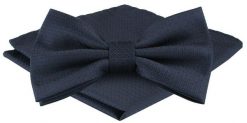 Mucha Męska z Poszetką w Zestawie - Alties - Głęboki Granat. Niebieskie krawaty i muchy męskie Alties, bez wzorów, eleganckie. Za 65.00 zł.