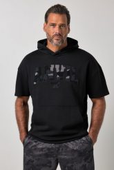 Męska Bluza z kapturem belly fit fitness rękaw 1/2 nadruk do rozm. 7 XL. Czarne bluzy sportowe męskie JAY-PI, bez wzorów, z bawełny, bez kołnierzyka, bez ramiączek. Za 279.99 zł.