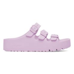 Birkenstock Florida III Flex Platform EVA Crocus Klapki damskie. Fioletowe klapki damskie Birkenstock, bez wzorów, bez obcasa, na platformie. Za 199.99 zł.