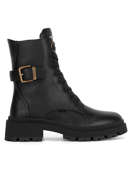 MEXX Trzewiki MI001712943W Czarny. Czarne botki damskie Mexx, ze skóry, bez obcasa, na płaskiej podeszwie, bez zapięcia. Za 329.99 zł.
