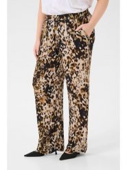 KAFFE curve Spodnie w kolorze czarno-beżowym rozmiar: 50. Czarne spodnie materiałowe damskie KAFFE curve, bez wzorów, z materiału, z podwyższonym stanem. Za 82.99 zł.