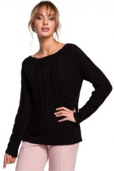 Sweter damski ze splotem typu warkocz czarny. Czarne swetry klasyczne damskie Polskie swetry, l, z dzianiny, bez kołnierzyka. Za 239.00 zł.