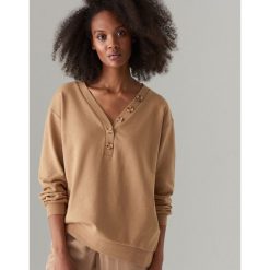 Bluza oversize z guzikami - Beżowy. Brązowe bluzy bez kaptura damskie Mohito, l. Za 79.99 zł.