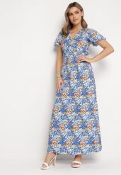 Niebieska Sukienka Maxi z Wiskozy z Gumką w Pasie Ozdobiona Wzorem Nieregularne Kropki Jewellis. Niebieskie sukienki damskie Born2be, na imprezę, m, bez wzorów, z wiskozy, bez kołnierzyka, bez ramiączek, maxi, kopertowe. W wyprzedaży za 55.99 zł.