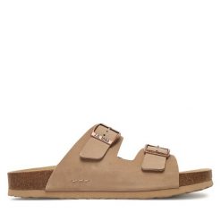Klapki Josef Seibel. Brązowe klapki damskie Josef Seibel, bez wzorów, bez obcasa. Za 279.99 zł.