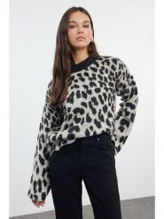 Trendyol Sweter w kolorze czarno-jasnoszarym rozmiar: M. Szare swetry klasyczne damskie Trendyol, m, bez kołnierzyka. Za 143.56 zł.