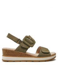 Caprice Sandały 9-28753-42 Khaki. Brązowe sandały damskie Caprice, bez wzorów, z nubiku, bez obcasa, na koturnie. Za 217.99 zł.