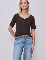 Street One Koszulka Kobiety Bawełna brązowy, 36. Brązowe t-shirty damskie Street One, bez wzorów, z bawełny, bez kołnierzyka. Za 89.95 zł.