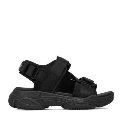 Sandały Kappa. Czarne sandały damskie Kappa, bez wzorów, bez obcasa, na płaskiej podeszwie. Za 149.99 zł.