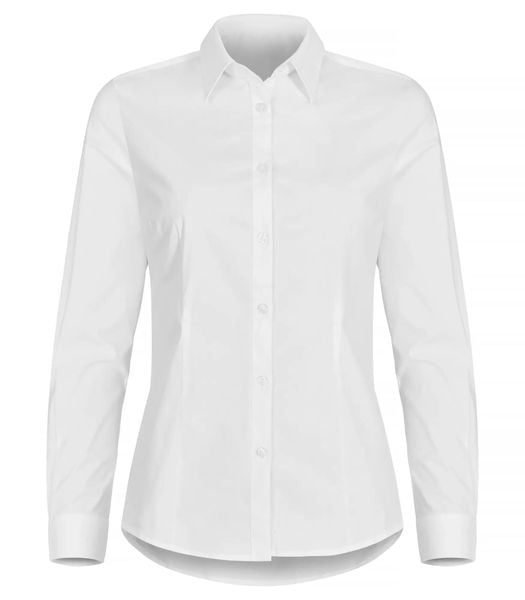 Clique Stretch Shirt L/S Women - koszula stretch z długim rękawem, biała – White. Białe koszule damskie CLIQUE, l, bez wzorów, z bawełny, bez kołnierzyka, bez ramiączek. Za 202.18 zł.