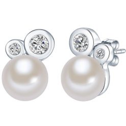 Valero Pearls Kolczyki sztyfty z perłą srebro wysokiej próby Cyrkonia Perła hodowlana słodkowodna srebrny 1 ct Damski. Szare kolczyki damskie Valero Pearls, z cyrkonią, srebrne, na sztyftcie. Za 278.99 zł.