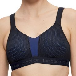 Stanik do biegania Energy Lite z wysoki poziomem podtrzymywania. Czarne biustonosze TRIACTION, bez wzorów, z dżerseju. Za 244.00 zł.