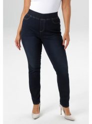 Aniston Jegginsy w kolorze granatowym rozmiar: 48. Niebieskie legginsy damskie Aniston, bez wzorów, z materiału. Za 78.47 zł.