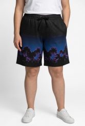 Damskie Szorty sportowe siateczka palmy na lamówce szeroka nogawka. Czarne spodenki sportowe damskie Ulla Popken, plus size, z materiału. Za 159.99 zł.