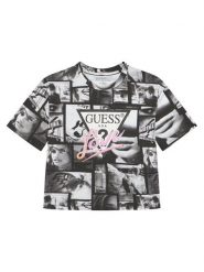 Guess T-Shirt J5YI07 K6YW4 Czarny Regular Fit. Czarne koszulki dziewczęce Guess, z aplikacjami, z bawełny, bez ramiączek. Za 79.99 zł.