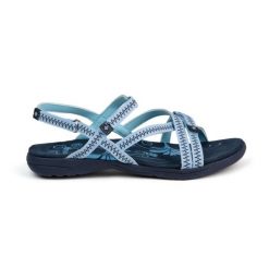 Sandały sportowe damskie Tencelle Izas do trekkingu i wędrówek. Niebieskie sandały damskie IZAS, bez wzorów, bez obcasa. W wyprzedaży za 226.04 zł.