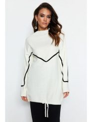 Trendyol Sweter w kolorze biało-czarnym rozmiar: S/M. Białe golfy damskie Trendyol, m, bez wzorów, bez ramiączek. Za 78.99 zł.