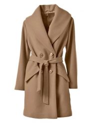 Heine Wełniany płaszcz w kolorze jasnobrązowym rozmiar: 38. Brązowe płaszcze damskie Heine, bez wzorów, z tkaniny. Za 346.95 zł.