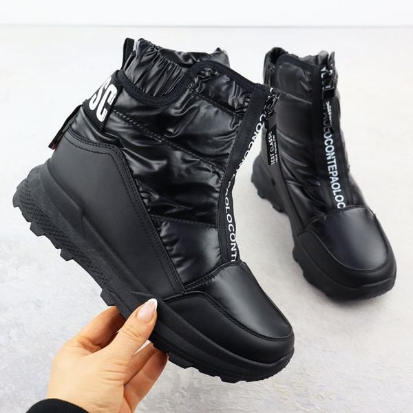 Śniegowce damskie czarne NEWS 9146. Czarne śniegowce damskie NEWS, ze skóry ekologicznej. Za 129.99 zł.