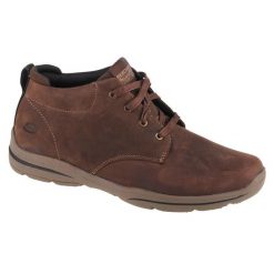 Buty do chodzenia zimowe męskie, Skechers Harper Melden. Brązowe buty sportowe na co dzień męskie Skechers, na zimę, bez zapięcia, trekkingowe. Za 339.99 zł.