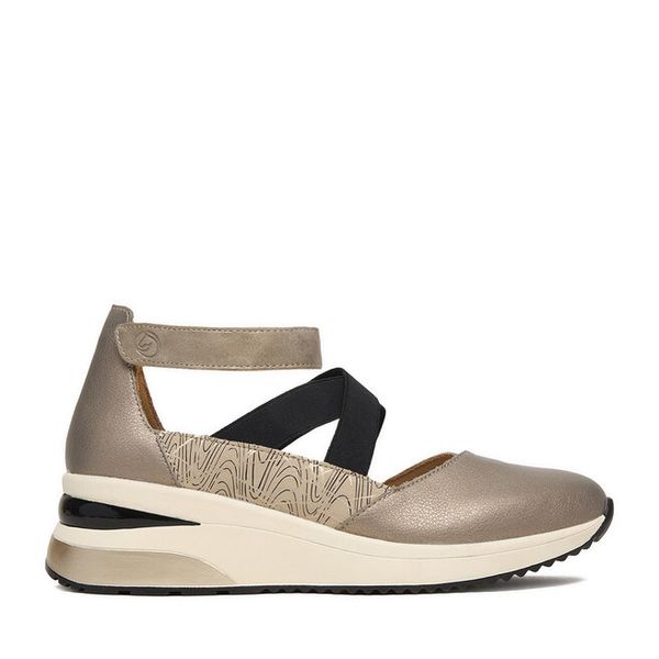 Półbuty Remonte. Brązowe półbuty damskie Remonte, bez wzorów, bez obcasa, na koturnie. Za 369.99 zł.