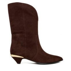 Botki LOVE MOSCHINO. Brązowe botki damskie Love Moschino, bez obcasa, na płaskiej podeszwie, bez zapięcia. Za 1,539.00 zł.
