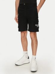 Karl Kani Szorty materiałowe Retro Washed 6012261 Czarny Regular Fit. Czarne szorty męskie Karl Kani, bez wzorów, z bawełny, retro. Za 149.99 zł.