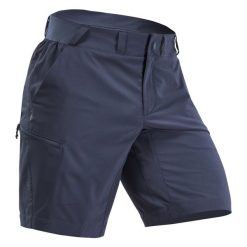 Spodenki turystyczne męskie Quechua MH100. Szare szorty męskie QUECHUA, z materiału, bez kołnierzyka. Za 59.99 zł.