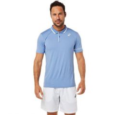 Koszulka sportowa męska Asics Court Polo Shirt. Niebieskie koszulki polo męskie Asics, m, bez wzorów, z materiału, bez ramiączek. Za 199.90 zł.