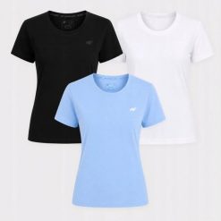 T-SHIRT DAMSKI 4F ZESTAW 3PAK KOSZULKA SPORTOWA KOMPLET L F3308 SS26. Bluzki sportowe damskie 4f, l, z bawełny, bez kołnierzyka, bez ramiączek. Za 119.97 zł.