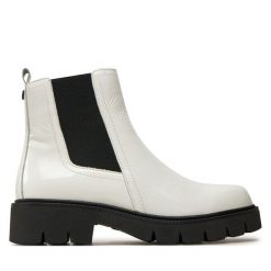 Botki Caprice. Białe botki damskie Caprice, bez obcasa, na płaskiej podeszwie, bez zapięcia. Za 319.99 zł.