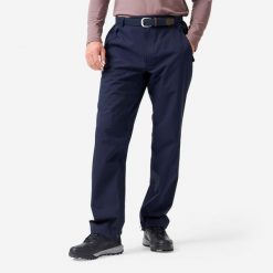 Spodnie przeciwdeszczowe do golfa męskie RW500. Niebieskie spodnie materiałowe męskie INESIS, bez wzorów, z materiału, sportowe. Za 239.99 zł.