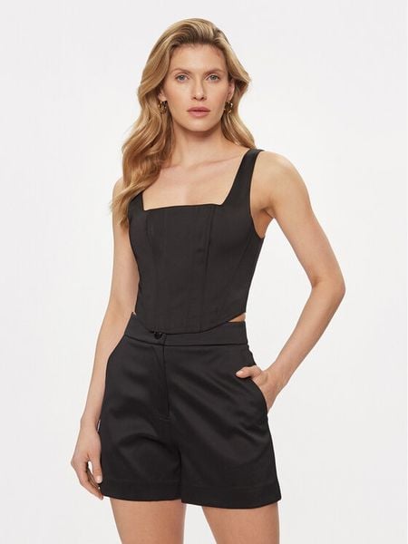 Guess Top Sia W4GH47 WDEE2 Czarny Regular Fit. Czarne topy damskie Guess, l, z aplikacjami, z syntetyku, bez kołnierzyka. Za 229.99 zł.