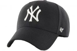 Czapka z daszkiem New York Yankees - Snapback - MVP Woolblend - Regulowana. Czarne czapki z daszkiem damskie 47 Brand, bez wzorów, z materiału. Za 159.95 zł.