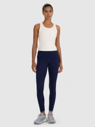 4F Legginsy treningowe szybkoschnące damskie - granatowe L. Niebieskie legginsy damskie 4f, l, bez wzorów, z dzianiny. Za 119.99 zł.