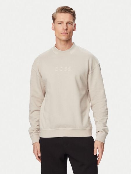 BOSS Bluza 50561510 Beżowy Regular Fit. Brązowe bluzy bez kaptura męskie Boss, l, z bawełny. Za 499.99 zł.