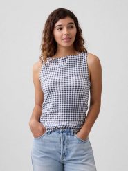 GAP Top w kolorze granatowo-białym rozmiar: M. Białe topy damskie GAP, m, bez wzorów, bez kołnierzyka. Za 70.24 zł.