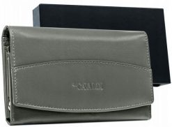 Portfel skórzany Cavaldi szary RD-06-GCL. Szare portfele damskie 4U Cavaldi, bez wzorów, ze skóry. Za 69.99 zł.