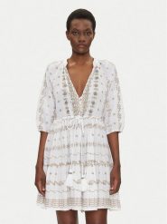 Iconique Sukienka letnia IC25-016 Biały Relaxed Fit. Białe sukienki damskie Iconique, na lato, s, bez wzorów, z bawełny, bez kołnierzyka, bez ramiączek. Za 299.99 zł.